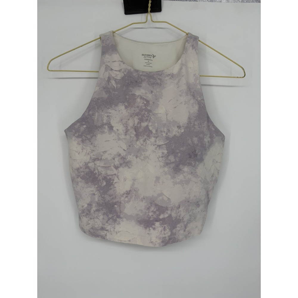Old Navy Active PowerChill High Neck Longline Sports Bra Tank M Purple Go-Dry